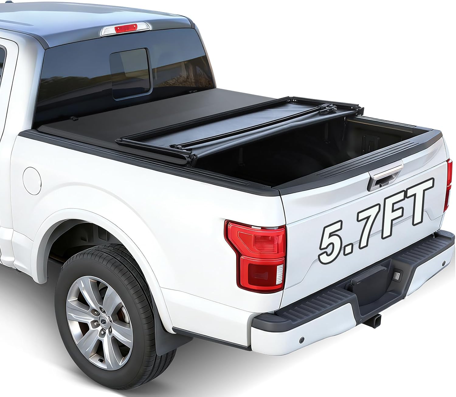 Binary Star Soft Tri-Fold Truck Bed Tonneau Cover Compatible with 2009-2026 Dodge Ram 1500 (Incl. Classic & New) 5.7ft Without Rambox，26.5oz Vinyl Truck Cover, All-Weather Tonneau Cover.