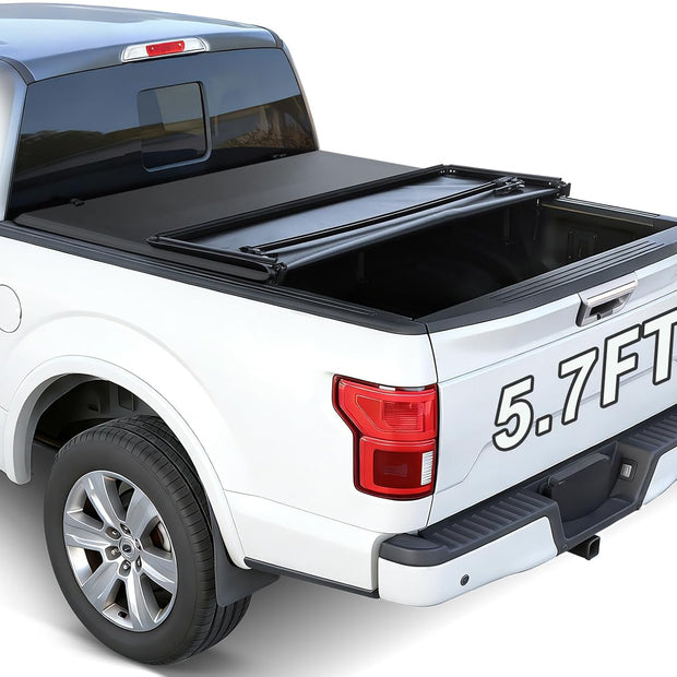 Binary Star Soft Tri-Fold Truck Bed Tonneau Cover Compatible with 2009-2026 Dodge Ram 1500 (Incl. Classic & New) 5.7ft Without Rambox，26.5oz Vinyl Truck Cover, All-Weather Tonneau Cover.