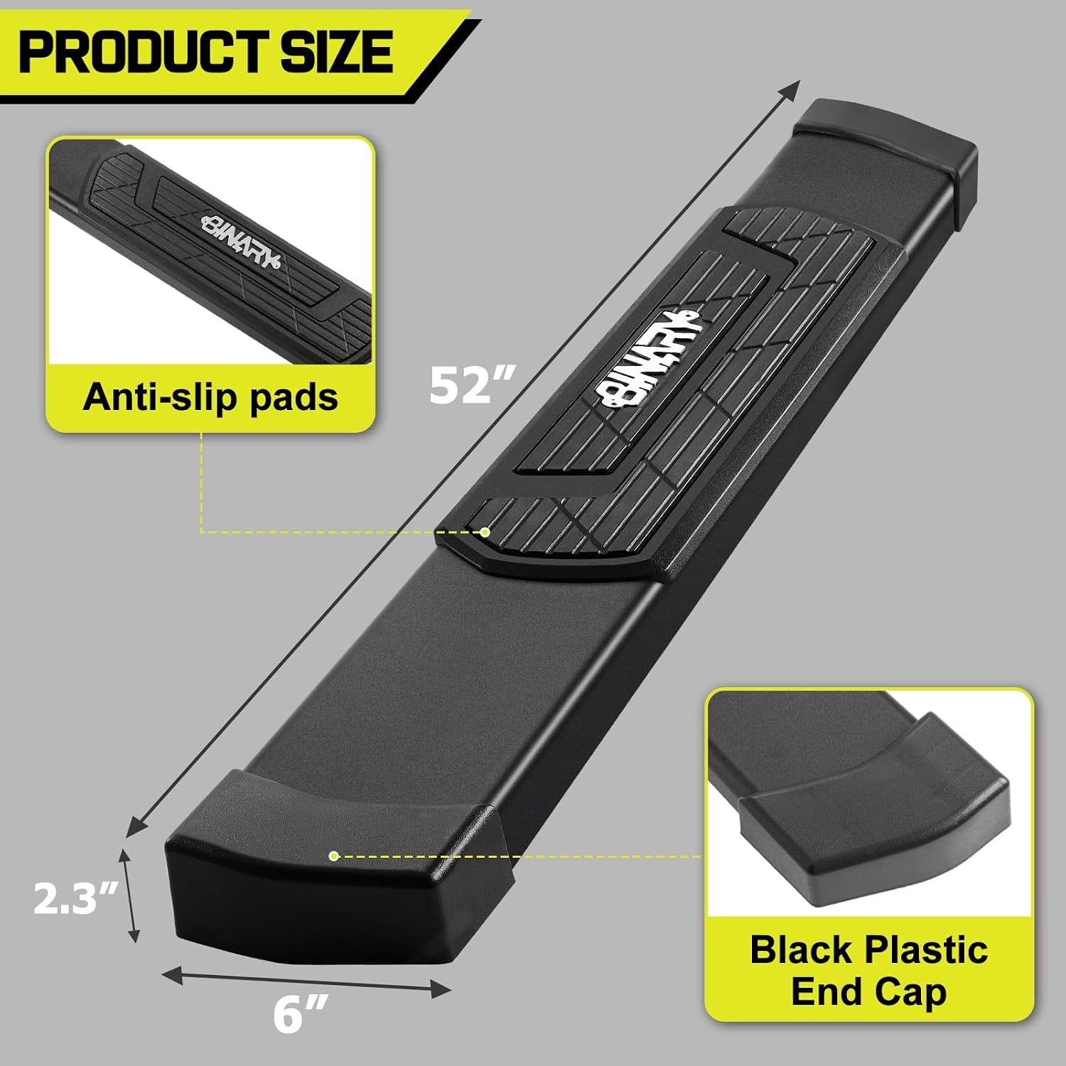 Binary Star 6 Inch Truck Running Boards for 2004-2014 Ford F150 Regular Cab | F150 Single Cab Step Rail, Anti-Slip Pad Side Steps, Heavy-Duty Carbon Steel Anti-Rust Nerf Bars, Bolt-on Movable Slider