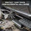 Not only does the rear keep rust proof, but the steel body also receives three layers of protection: E‑coating + thick powder coat + drainage holes. These truck side steps withstand salt, rain, and mud – much tougher than basic step sides for trucks.