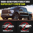 Truck running boards compatible with Truck running boards compatible with 1999-2016 Ford F250 F350 F450 F550 Superduty Crew Cab(4 full-size Doors). It does not fit double cab with 2 narrow rear doors.