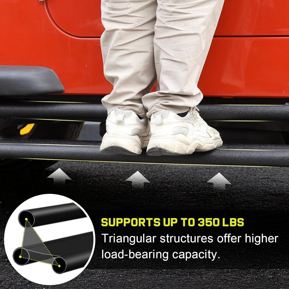 The main support tube is constructed from thickened 2.0-inch heavy-duty carbon steel. Its triple-tube design provides maximum protection for the base, with a load capacity of up to 350 pounds.