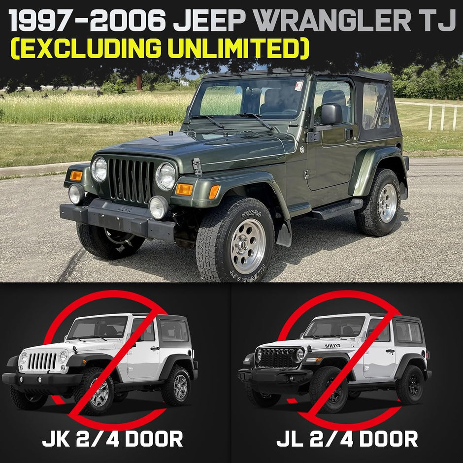 FITMENT: Truck running boards compatible with 1997-2006 Jeep Wrangler TJ 2 Doors(Excluding Unlimited).