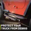 The truck side steps are made of three sturdy carbon steel tubes in a triangular structure to provide good support. The special structural design not only allows the bars to fit more closely to the truck, but also better protects the Wrangler rocker panel from potential damage, no matter in the case of city driving or off-road adventures.
