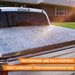 The truck bed cover ford f150 features side seals with Velcro strips and robust all-metal clamps for a tight and secure fit. Its crossbars are slightly arched, creating upward support and tension from beneath to effectively prevent water pooling and keep the cover wrinkle-free.