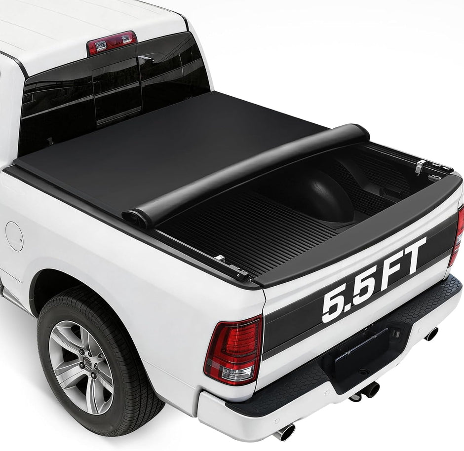 Soft Roll-up Truck Bed Tonneau Cover Compatible with 2015-2026 Ford F150 with 5.5ft Bed, 26.5oz Vinyl Soft Truck Bed Cover, Weather Resistant Short Bed Cover