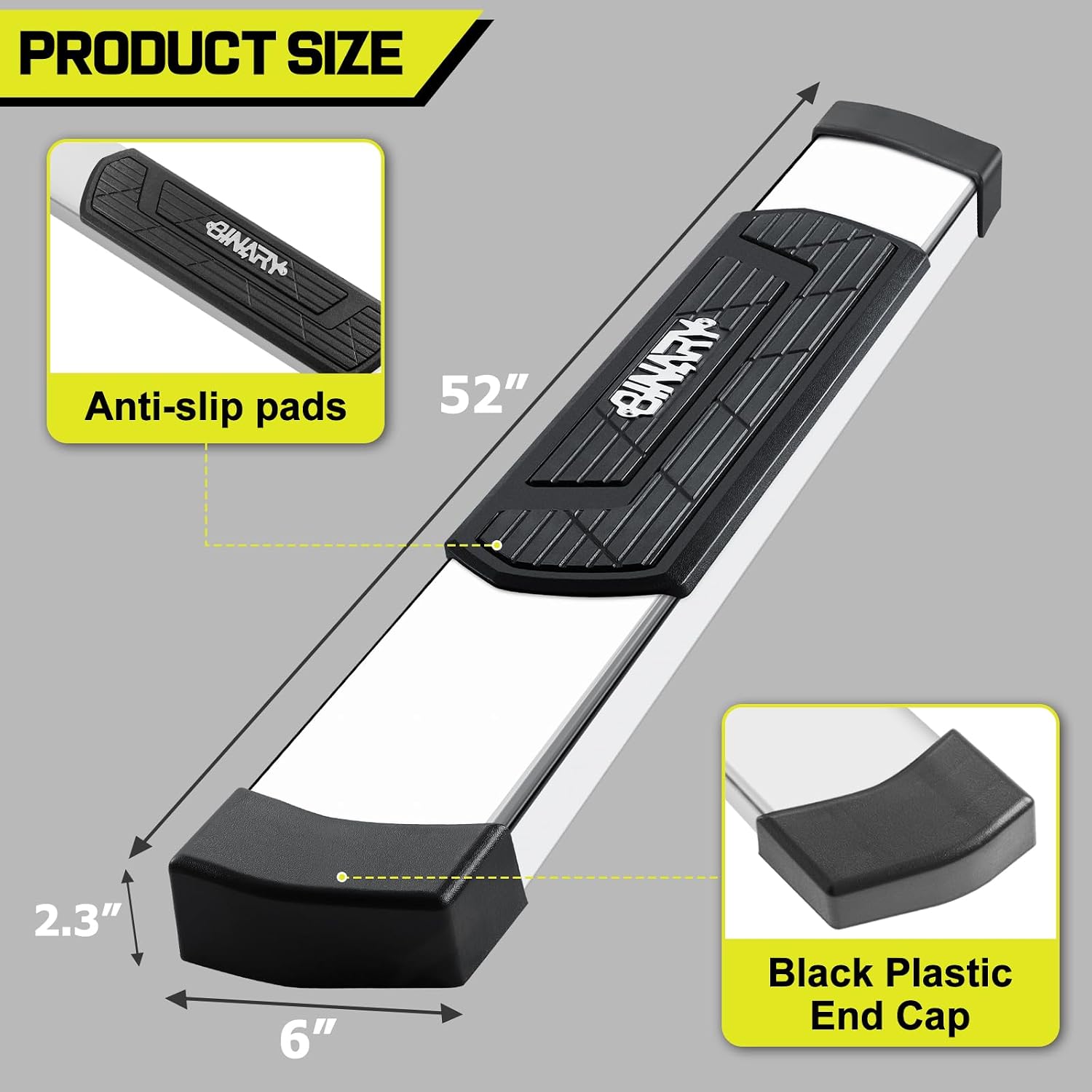 Binary Star 6 Inch Running Boards for Silverado 1500 Regular Cab 2007-2018 | 2007-2019 Silverado/Sierra 2500HD 3500HD Single Cab Side Steps, Anti-Slip & Rust Nerf Bar High Light Stainless Steel Step Bar