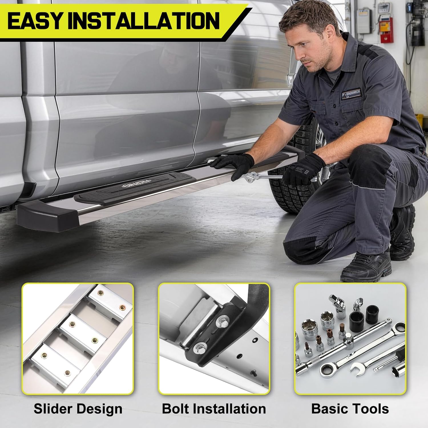 Just mounted it, direct bolt-on, no need to drill. And also each bar can support up to 500lbs.