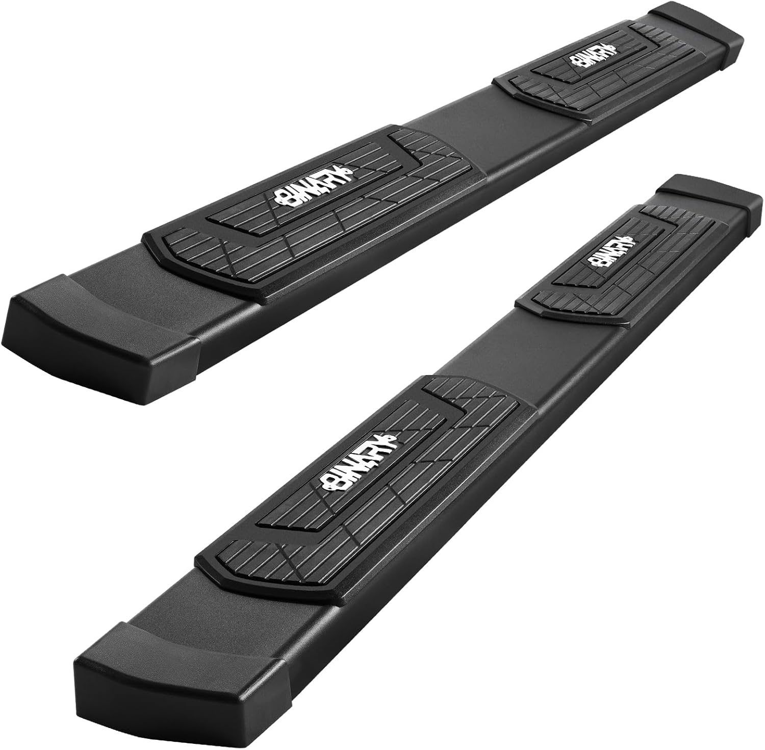 6 Inch Running Boards Compatible with 2019-2026 Ford Ranger Super Crew Cab with 4 Full-Size Doors. Side Steps Nerf Bars, Black Carbon Steel Step Bars with Non-Slip Plastic Pads.