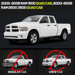 Truck running boards compatible with 2002-2008 Dodge Ram 1500 Quad Cab / 2003-2009 Dodge Ram 2500 / 3500 Quad Cab With 3/4 Size Rear Doors(Exclude Daytona, Rumble Bee and SRT-10 models). Only Fit For Quad Cab. Not For Mega or Regular Cab.