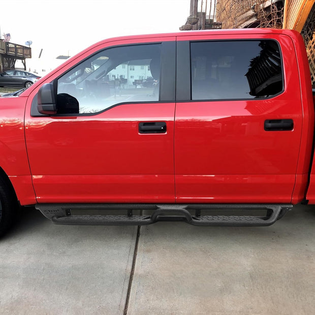6 Inches Wide Side Steps With A Center Step - Binary Star's innovative Three-Step Design featuring a higher step in the middle of the running borad for easy access to items on the roof.
