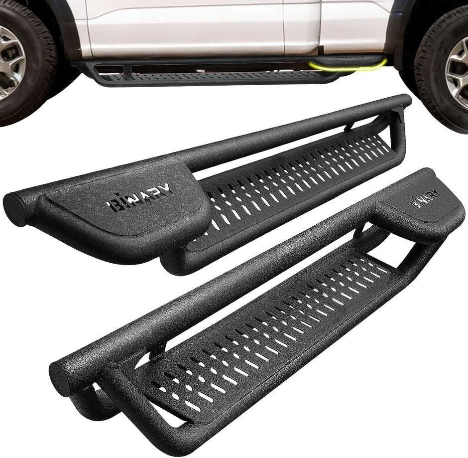 BINARY STAR Running Boards Compatible with Vehicle 1999-2016 Ford F250 F350 F450 F550 Super Duty Regular/Standard/Single Cab, Two-Stair Side Steps, Side Steps Truck Step Made with Carbon Steel.